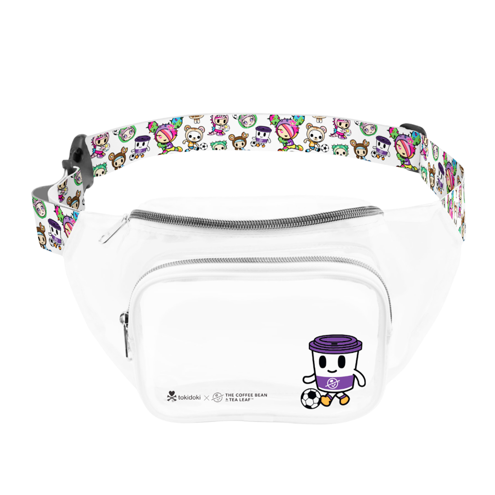 See-Through waist bag with animated tokidoki characters on strap and front of bag