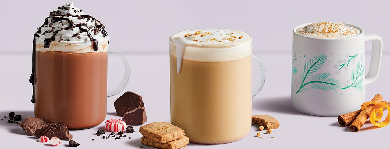 Peppermint Mocha Crumble Ice Blended and Cookie Butter Latte