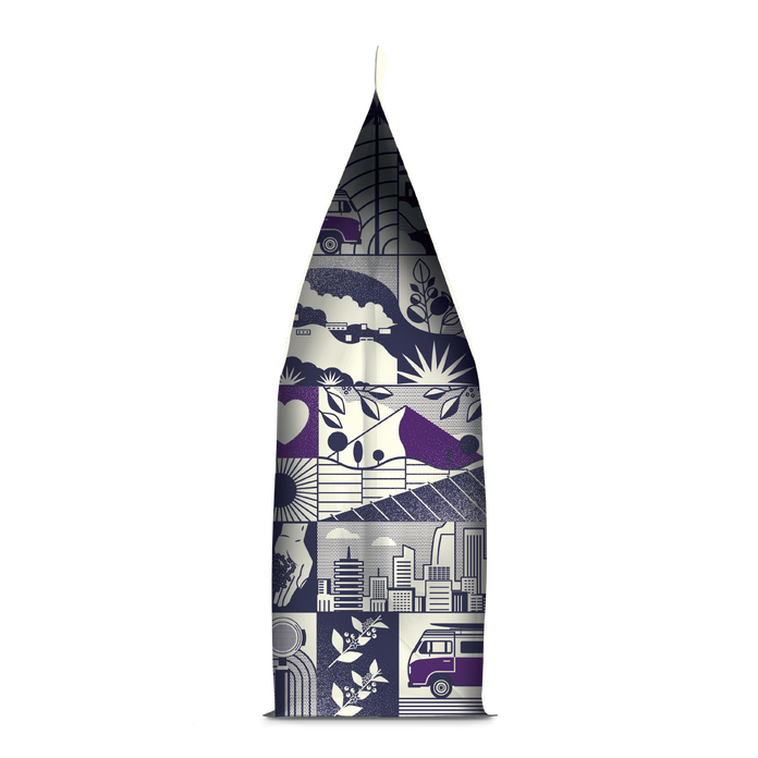 Decorative iron with a purple and white pattern on a white background