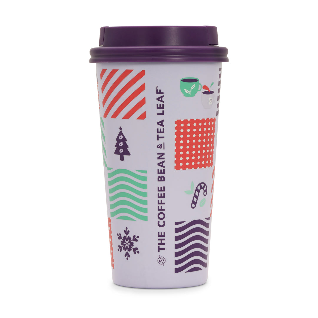 14 oz Stainless Steel Tumbler w/ Push Lid (Holiday Design)