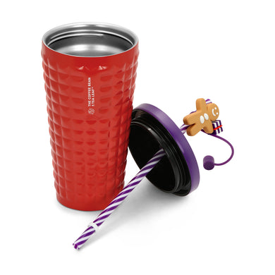 19 oz Stainless Steel Tumbler w/ Straw & Gingerbread Topper (Holiday Design)