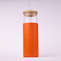 21oz Leatherette Cold Cup with Straw (Orange)