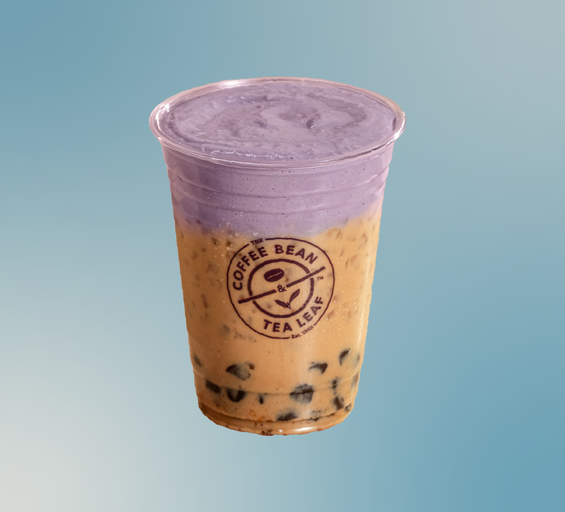 Iced Ube Coconut Cream Latte with Boba