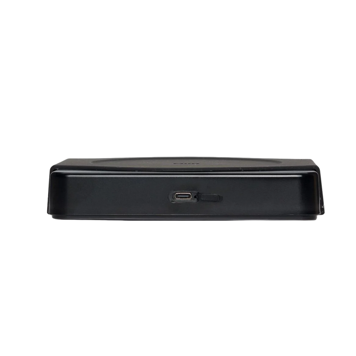 Black "MiiR" digital scale with USB port on a white background
