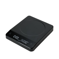 Black digital kitchen scale on a white background