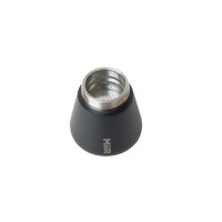 Black thermos with silver lid on a white background